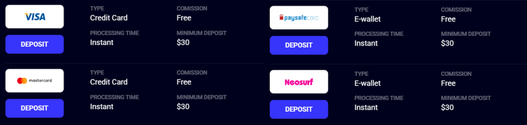 Deposit Options at Jet4Bet