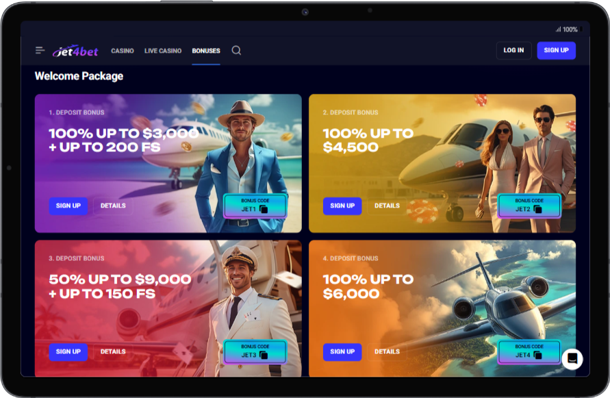 Bonuses and Promo Codes on Jet4bet App