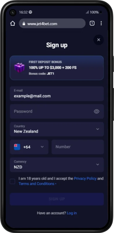 Jet4bet Mobile App Account